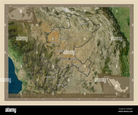 Zacatecas, estado de México. Mapa satelital de alta resolución. Lugares ...