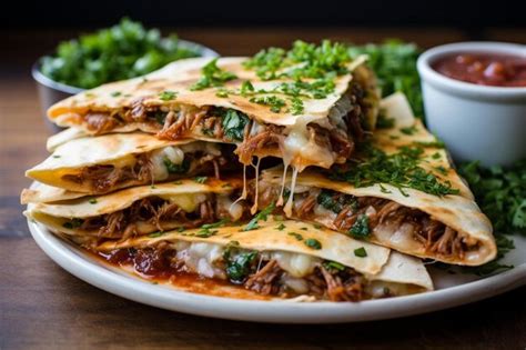 Premium Photo Bbq Pulled Pork Quesadilla