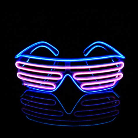 Galleon Pinfox Light Up Flashing Shutter Neon Rave Glasses El Wire