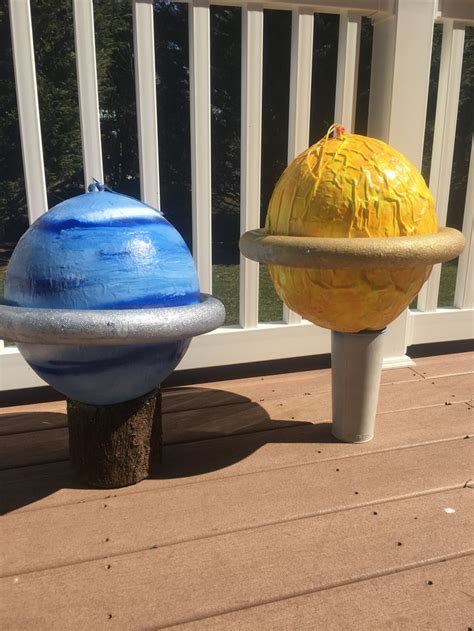 Paper Mache Neptune Saturn Planet Project Space Baby Shower