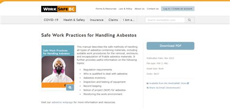 Worksafebc Update Safe Work Practices For Handling Asbestos Bc Municipal Safety Association