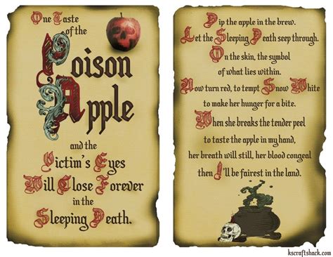 Disney Inspired Poison Apple Two Page Layout Spell Book Halloween