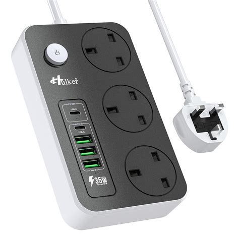 Hulker Extension Lead With USB C Ports Power Strip With 3 Way Outlets 5