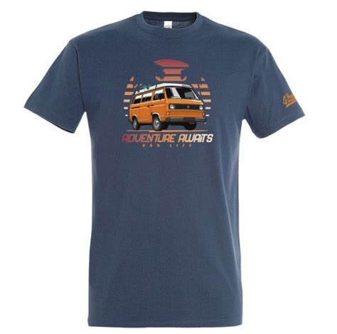 T Shirt Vw Combi T3 “adventure Awaits” Vapeurs D Essence