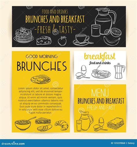 Breakfast Banners Or Posters For Menu Design Stock Vector