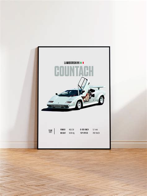 Car Poster Lamborghini Countach, Car Poster Print, Classic Car Wall Art ...