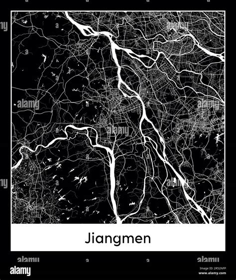 Minimal city map of Jiangmen (China AsiMinimal city map of Jiangmen ...