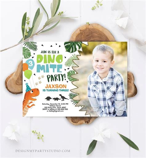 Editable Dinosaur Birthday Invitation Dino Mite T Rex Dig Party