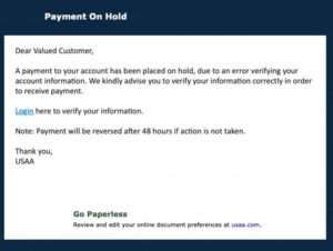 Uncovering The Deceptive USAA Payment On Hold Email Scam