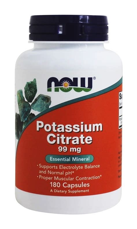 Now Foods Potassium Citrate Essential Mineral 99 Mg 180 Capsules 2 Pack