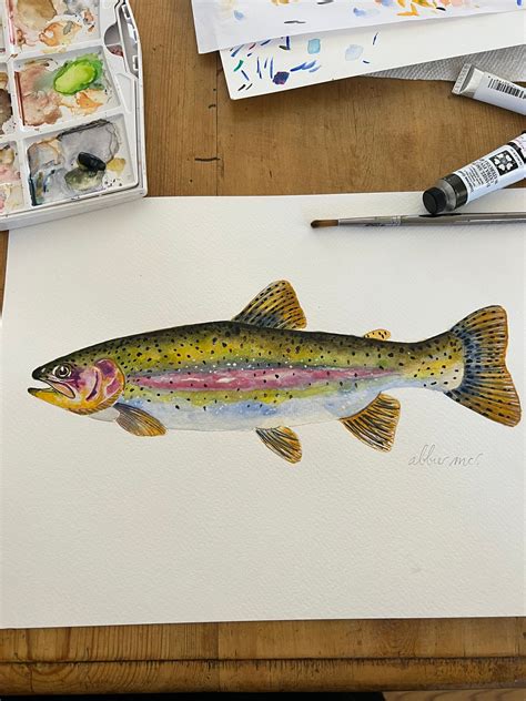 Watercolor Rainbow Trout - Etsy