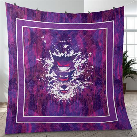 Trippy Ghostly Evolution Ghastly Haunter Gengar Pokemon Quilt Blanket