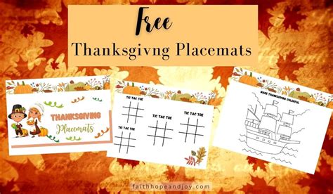 Free Thanksgiving Placemats - Faith, Hope & Joy