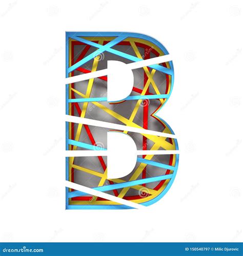 Colorful Paper Cut Out Font Letter B 3d Stock Illustration