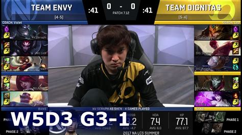 Team EnVyUs Vs Dignitas Game 1 S7 NA LCS Summer 2017 Week 5 Day 3