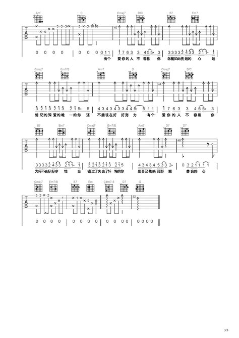 有个爱你的人不容易吉他谱 弹唱谱 C调 虫虫吉他