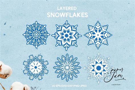 3d Layered Snowflakes Svg Graphic by Paperjamlab · Creative Fabrica