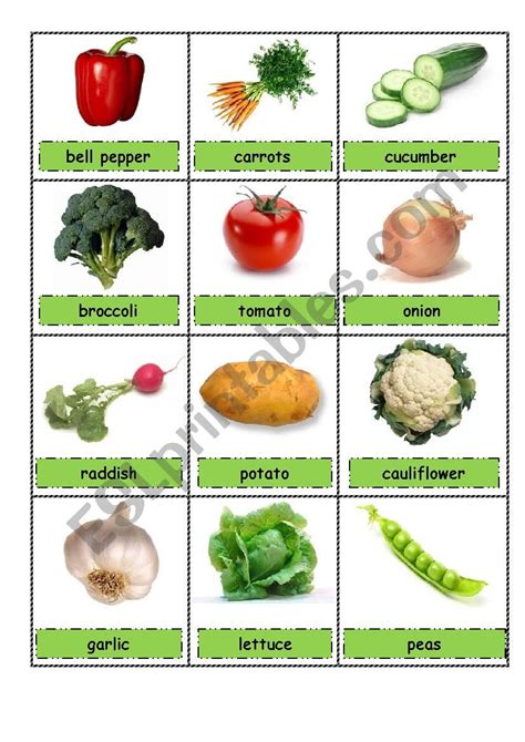 Vegetables Pictionary ESL Worksheet By Katarinagrade1