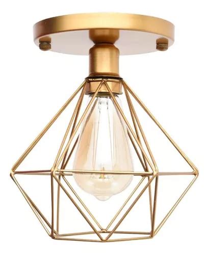 Lustre De Teto Industrial Plafon Retr Aramado Diamante Cor Dourado