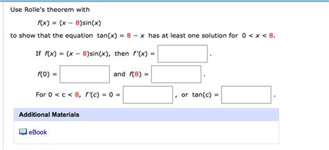 Solved Use Rolle S Theorem With F X X 8 Sin X To Show