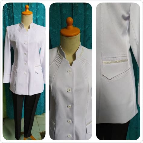 Baju Blazer Seragam Dinas Waskat Pemda Pns Guru Pdh Warna Putih Polos