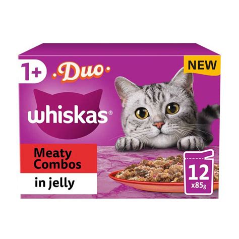 Whiskas Duo Meaty Combos In Jelly 1 Adult Wet Cat Food Pouches 12x85g