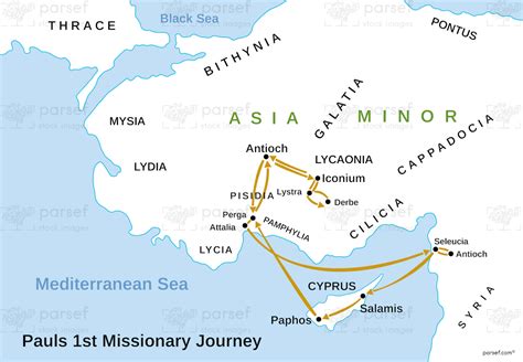 Pauls St Missionary Journey Map Bible History Maps