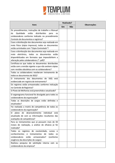 Check List De Preparação Para A Auditoria Interna 3