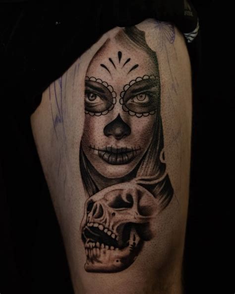 Girly Sugar Skull Tattoo Sleeve