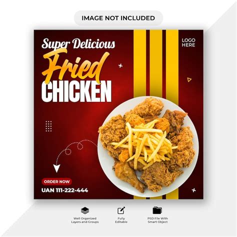 Premium Psd Super Delicious Fried Chicken And Food Menu Social Media Banner Template