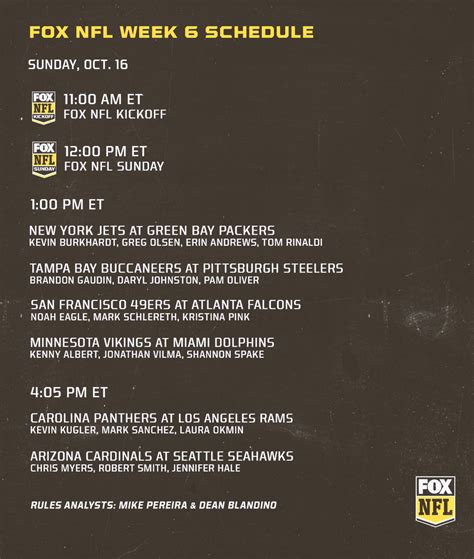 Fox Nfl Week 6 Schedule And Regionalization Fox Sports Press Pass