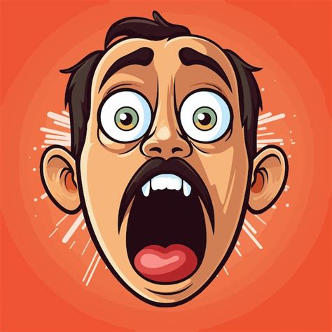 Surprised Cartoon Face Expression Premium AI Generated Vector