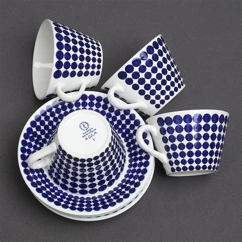 Images For Stig Lindberg Coffee Cups With Saucers Bone China