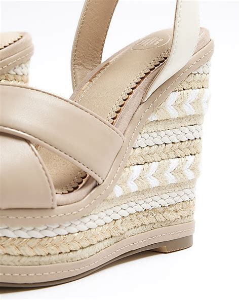 White Crossed Wedge Espadrille Sandals River Island