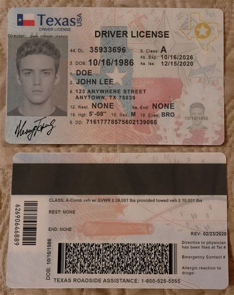 USA Texas Driver License Rev 2020 Online Generator Verif Tools