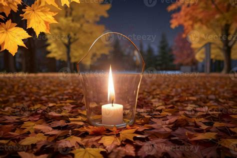 Photo of the candle and fall leaves wallpaper 29998593 Stock Photo at ...