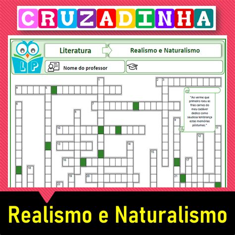 Cruzadinha Realismo e Naturalismo Lição Prática