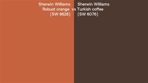 Sherwin Williams Robust Orange Vs Turkish Coffee Side By Side Comparison