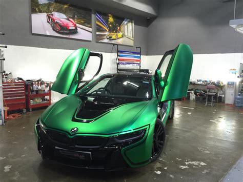 BMW i8 Wrapped in Matte Green Chrome - GTspirit