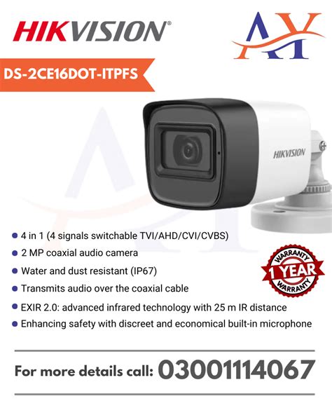 HIKVISION DS 2CE16DOT ITPFS 2 MP Audio Fixed Mini Bullet Camera AY