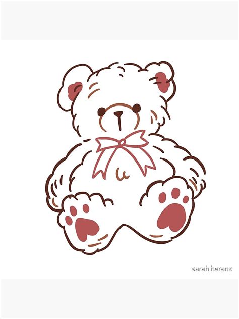 Cute Teddy Bear Outline Art Board Print For Sale By Sarah Heranz