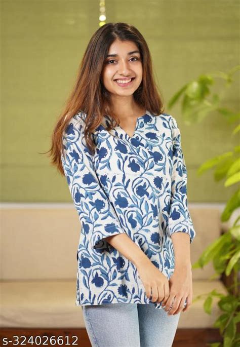 Girls Printed Rayon Short Kurta