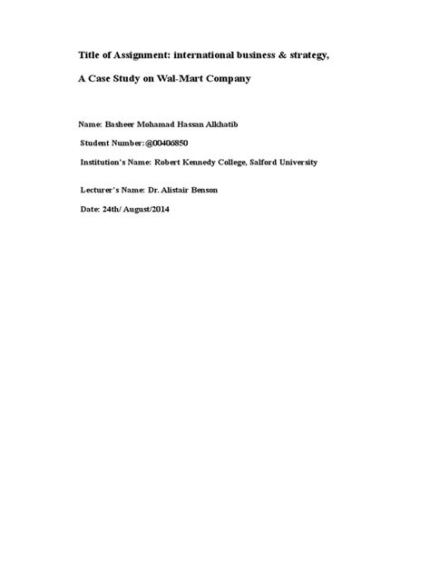 Business Strategy of Walmart and Change | PDF | Strategic Management ...