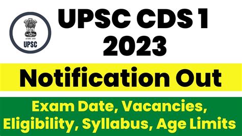 Upsc Cds Notification Exam Date Vacancies Eligibility