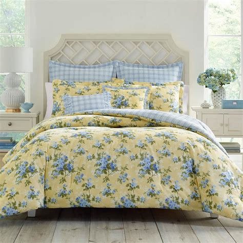 Laura Ashley Queen Duvet Cover Set Reversible Cotton Bedding Set Includes Matching Sham S