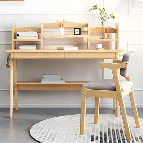 41.3" W Solid Wood Kids Desk Bedroom with with Storage Shelves Kids ...