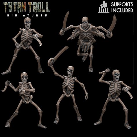 32mm Naked Skeletons Bundle Deal Medium Miniatures Tytantroll Minitures Dungeon And Dragons