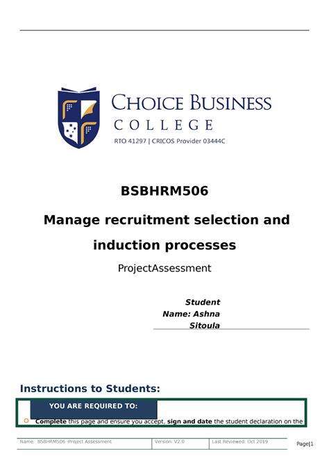 Bsbhrm 506 Fixed Lecture Notes 2 BSBHRM Manage Recruitment