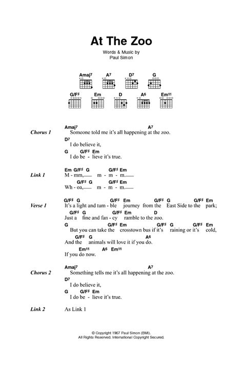 At The Zoo by Simon & Garfunkel - Guitar Chords/Lyrics - Guitar Instructor