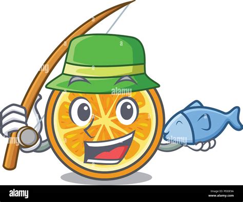 Pesca Mascota Naranja Estilo De Dibujos Animados Imagen Vector De Stock